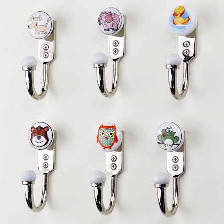 Multicolor Animals Ceramic Kids Wall Hooks